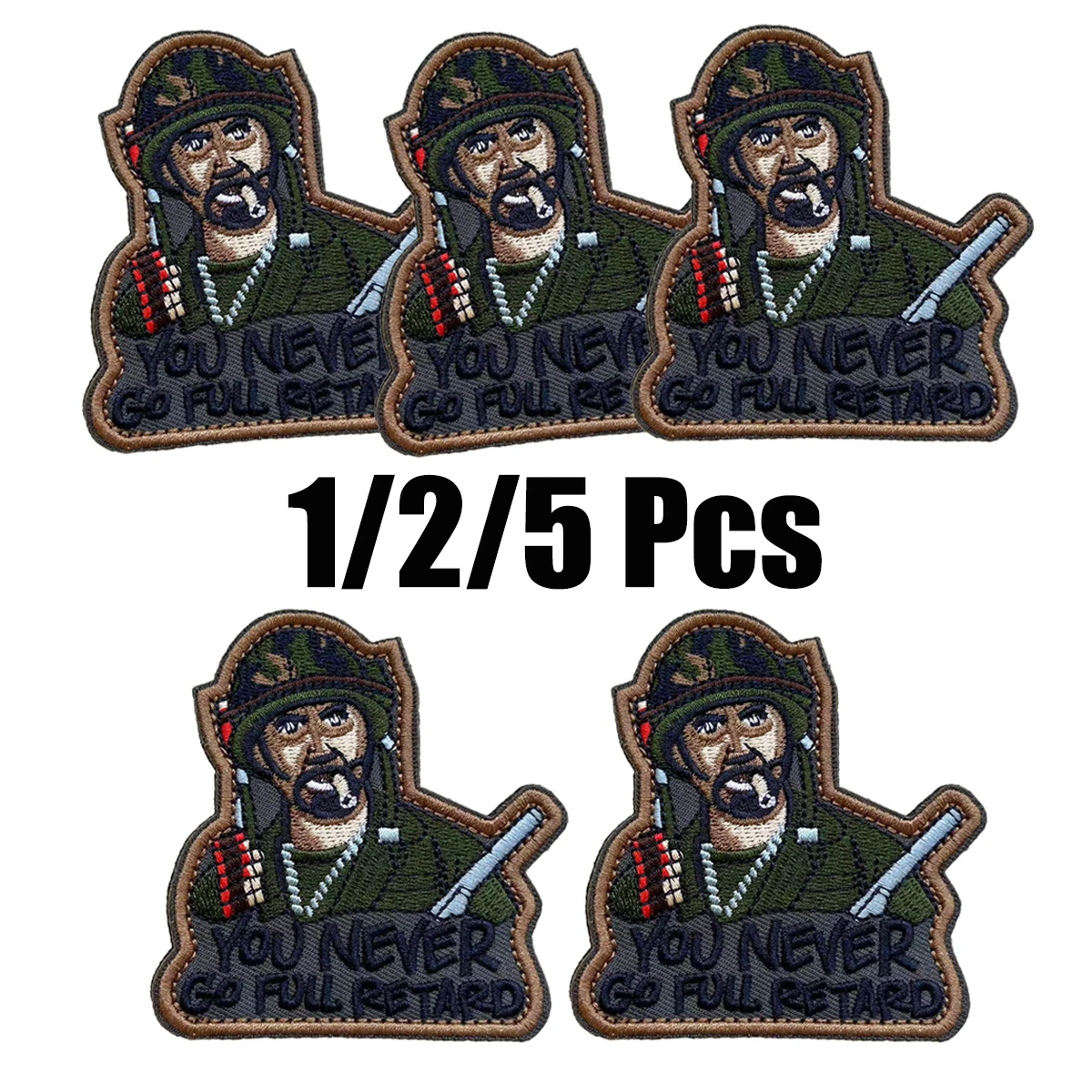 1/2/5pcs Never Go Full Humor Funny Patch - Hook Fastener Backing
