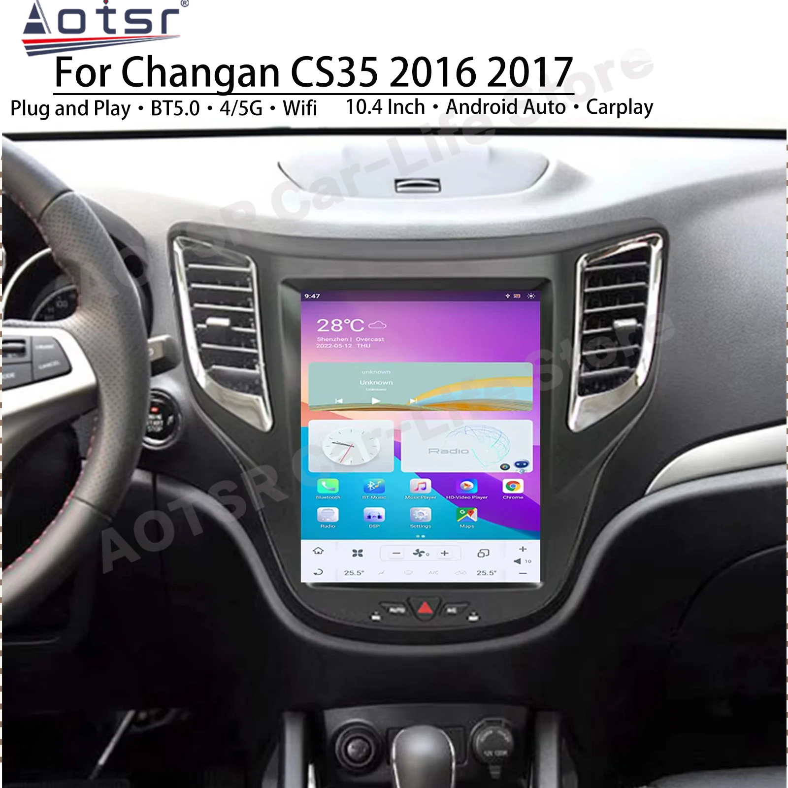 Receptor estéreo Multimedia Android 13 Carplay para Changan CS35 2016 2017 navegación GPS mapas sin conexión unidad principal de Radio de coche de Audio