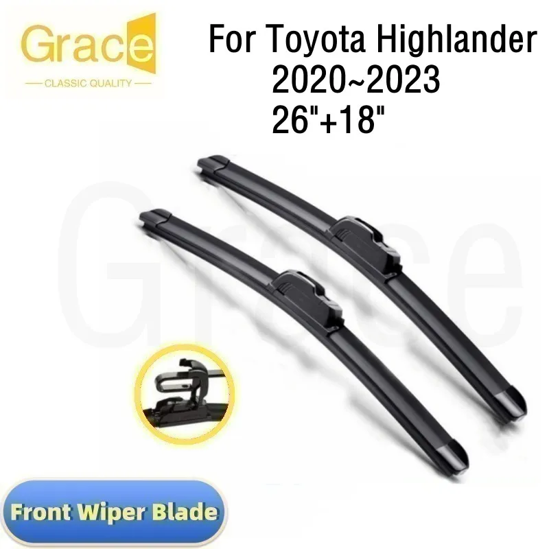 

Wiper Blade For Toyota Highlander Kluger XU70 26"+18" Car Windshield Windscreen Rubber 2020 2021 2022 2023