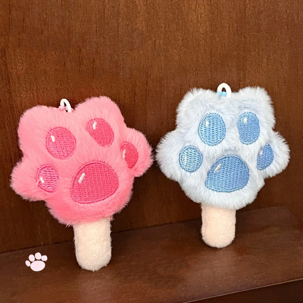 Kawaii Kat Poot Ijslolly Sleutelhanger Creatieve Zoete Pluche Pop Sleutelhanger Girly Tas Hanger Rugzak Hangende Decoratie Mooie Geschenken