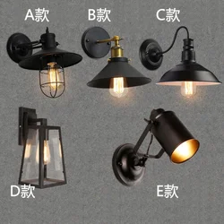 American Retro Industrial Style Restaurant Bar Aisle Lighting Creative Loft Personality Iron Art Black Decorative Wall Lamp E27