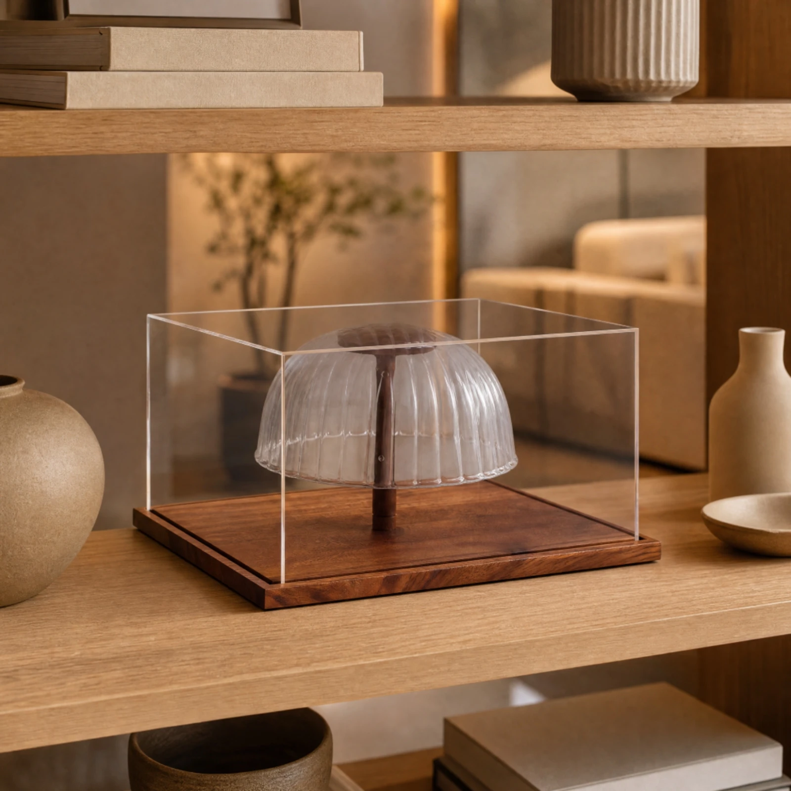 Display Case One-Piece Shell Baseball Cap Display Case with Cap Shaper Showcase Rectangular Shape Compact for Organized Storage