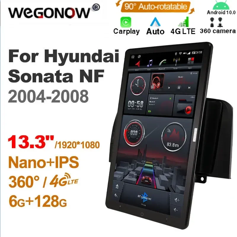 1920*1080 Nano Ownice Android 10.0 for Hyundai Sonata NF 2004-2008 Car Radio Video Audio13.3'' Rotatable 360 6G 128G Tesla Style