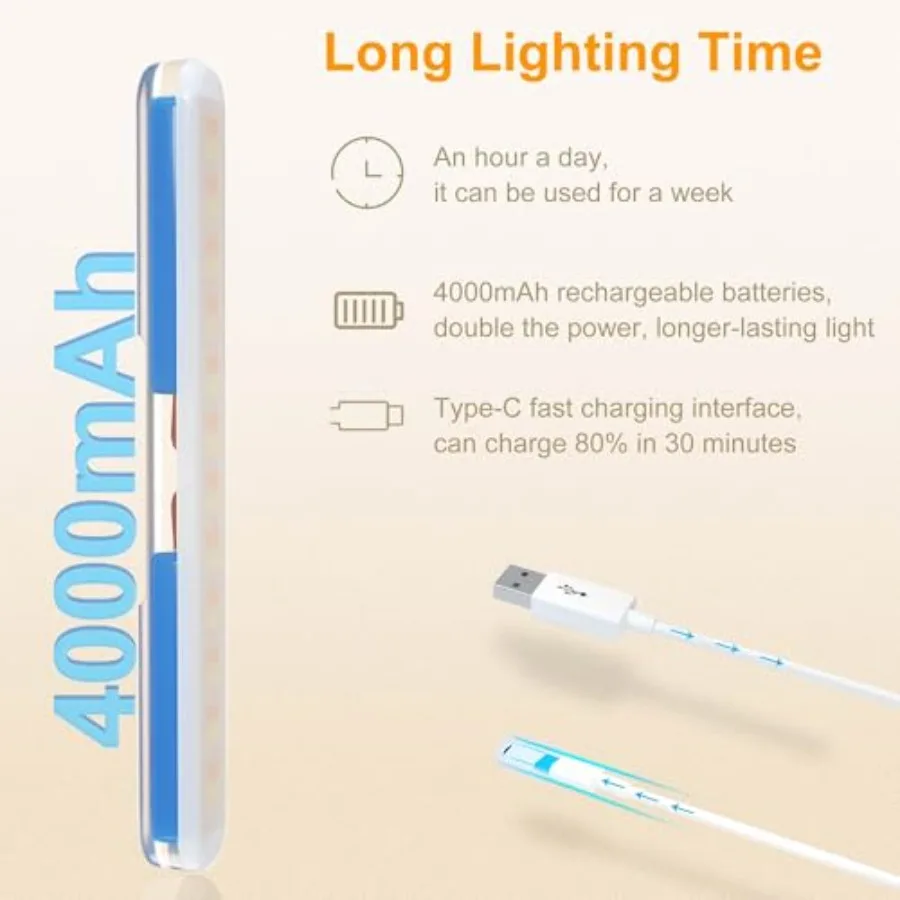 Wireless Vanity Lights for Mirror, Rechargeable Battery Operated Stick on Lamp, Adjustable Color Brightness and Angle Makeup Li