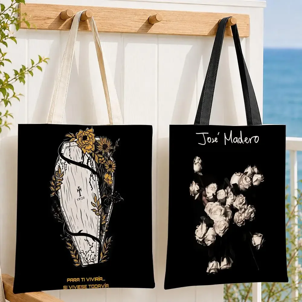 Bolsas de Almacenamiento del Artista J-Jose M-Madero V-Vizcaino, Bolsa de Lona para Mujer, Bolsa de Hombro de Gran Capacidad para Compras y Escuela