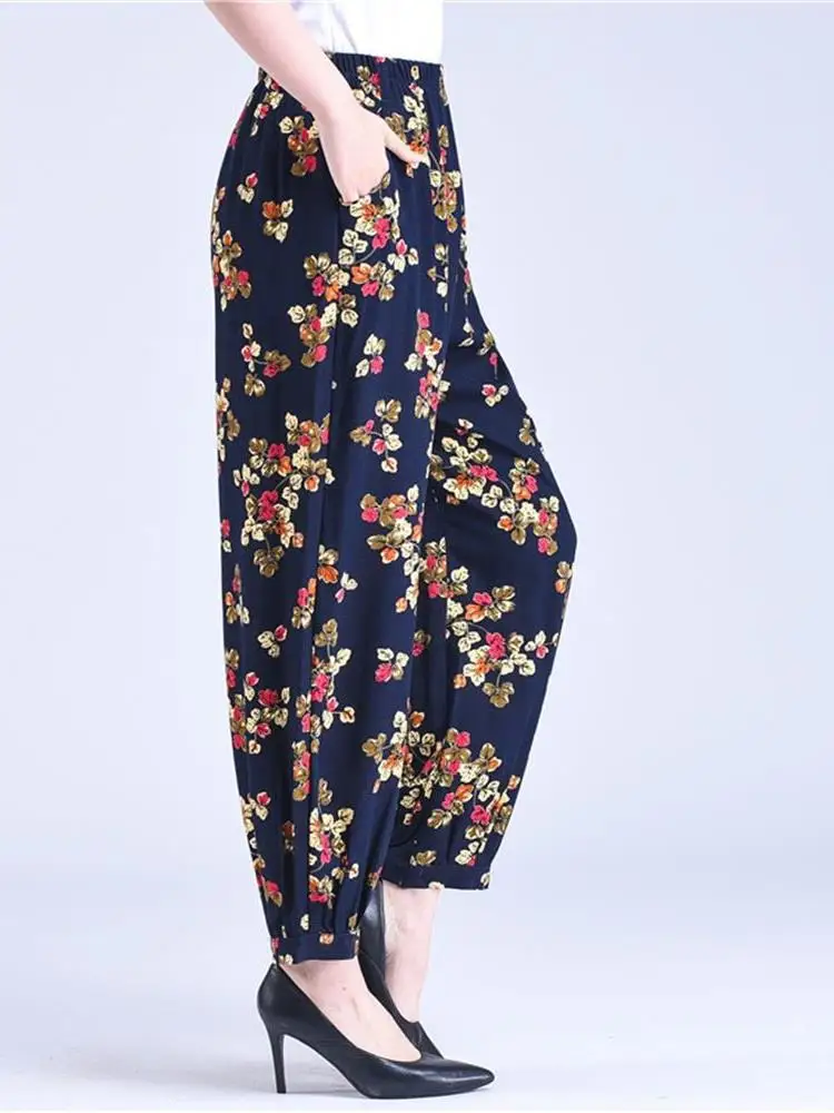 Loose Wide Leg Lantern Pants Mosquito Repellent Home Wear Women's Style for Middle-Aged And Elderly People Comfortable Summer...