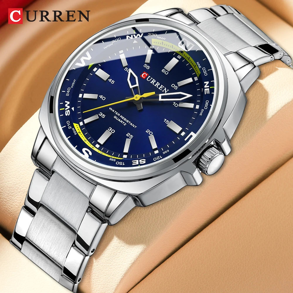 CURREN Simple Creative Design Men\'s Watch NEW Casual Stainless Steel Braclete Quartz Wristwatches Waterproof Clock