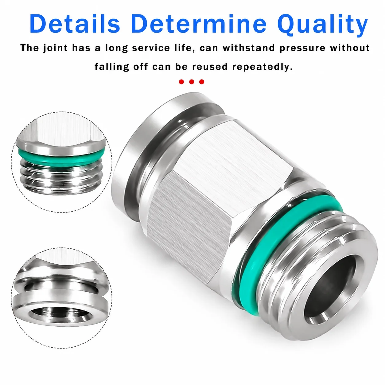 304 Stainless Steel PC-G Pneumatic Quick Connector 8mm OD Air Hose Fitting G1/8 G1/4 G3/8 G1/2 Male Thread Straight Pipe Joint