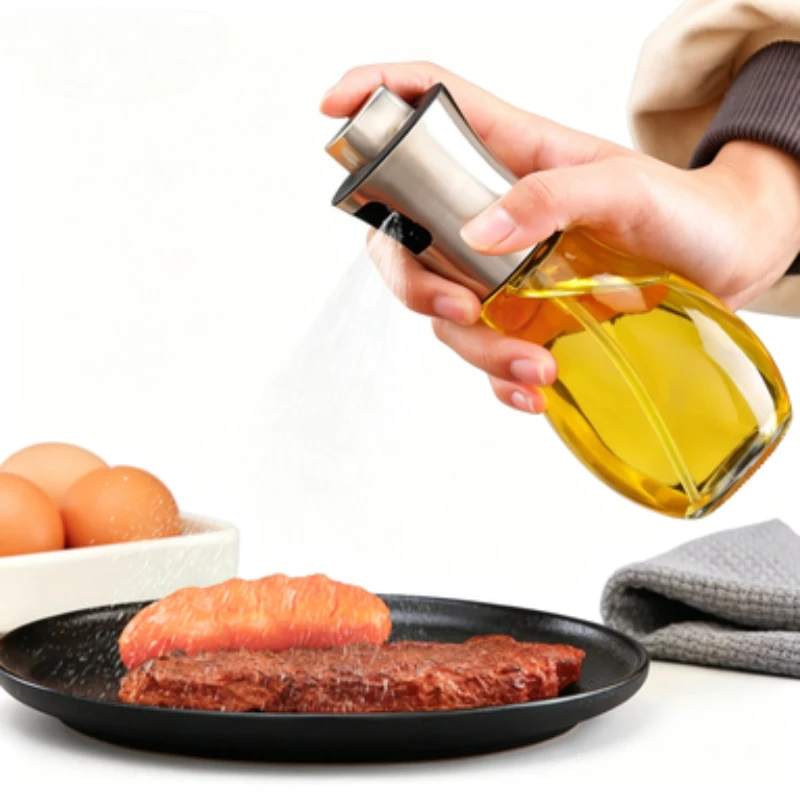 

200ML Press Type Spray Barbecue Spray Bottle Kitchen Cooking Edible Olive Oil Glass Oil Control Pot Kitchen Gadget