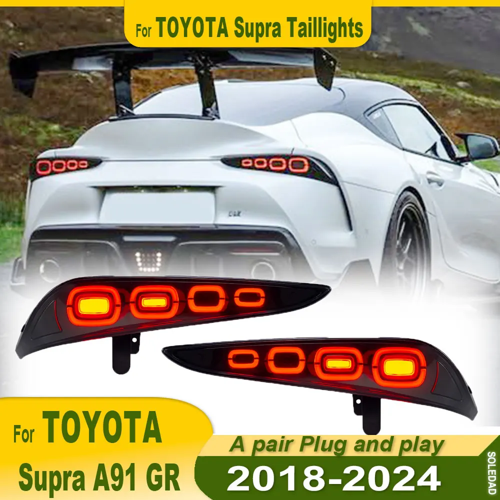 A pair Car Lights For Toyota Supra A91 GR 2018-2024 Tail lights LED DRL Projector Lens Dynamic turn signal Rear Lamp Accessories