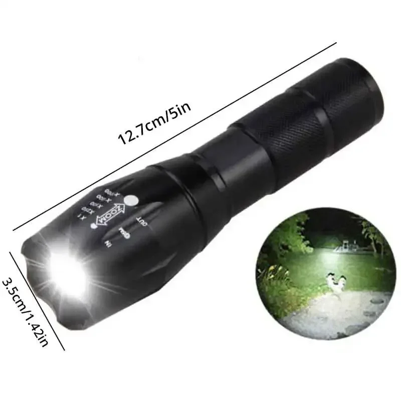 T6 Strong Light Flashlight LED Aluminum Alloy Telescopic Zoom Battery Version Outdoor Searchlight Remote Flashlight