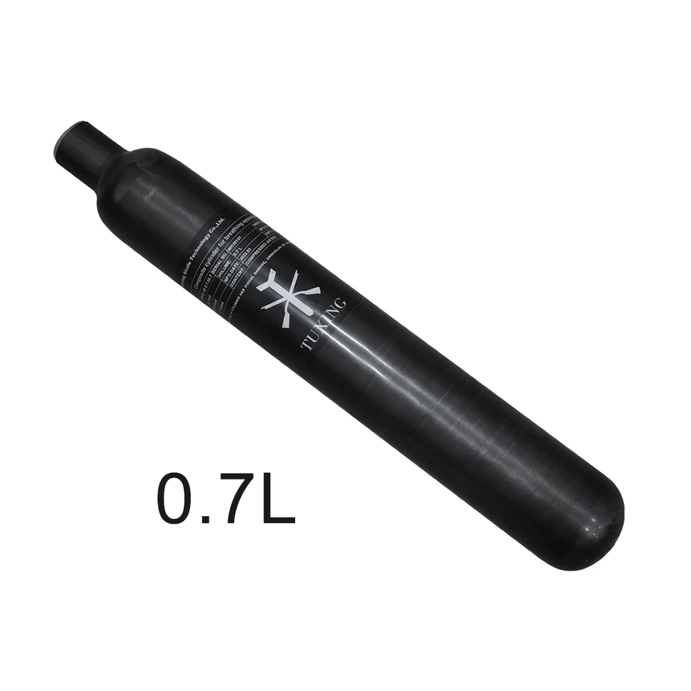 TUXING 0.7L 700cc Carbon Fiber Cylinder HPA Tank 300Bar 4500Psi High Pressure Bottle for Scuba Diving FX Thread M18*1.5