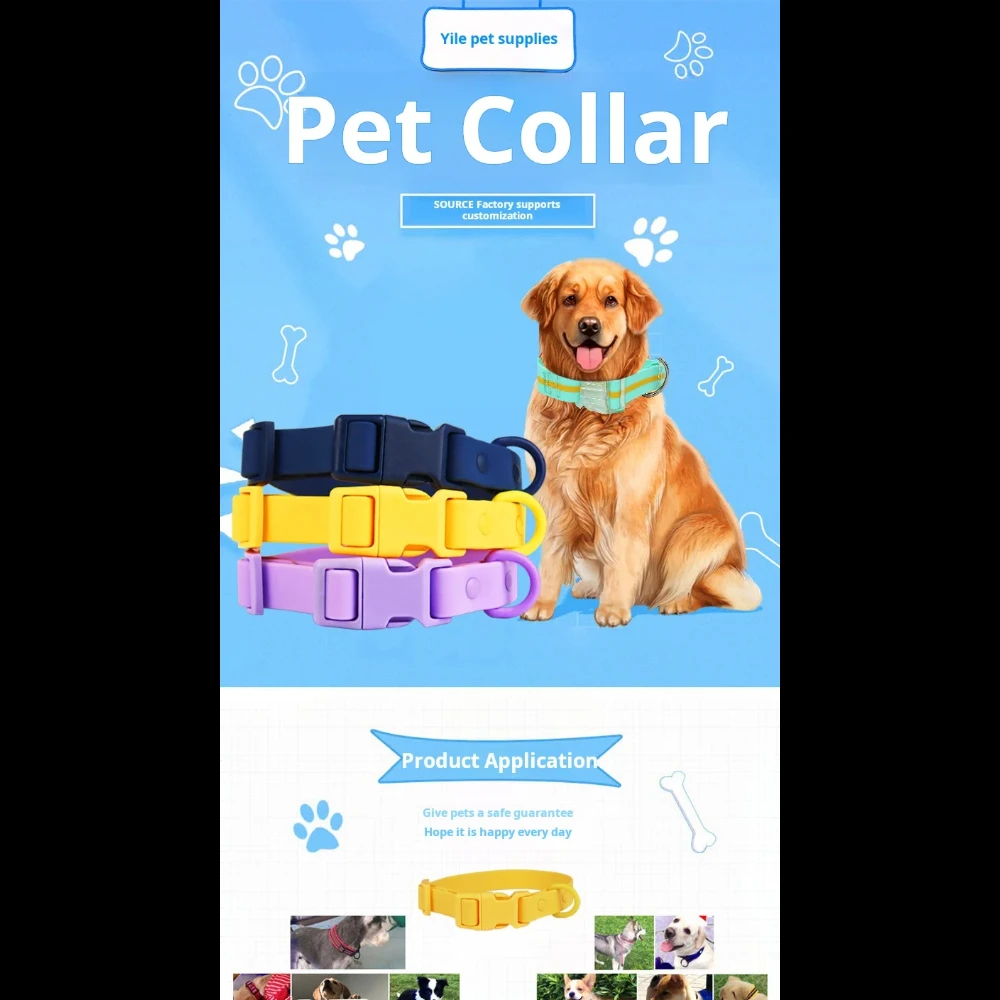 Cute Pet Collar, Elastic Webbing Waterproof Rustproof Washable Adjustable Durable PVC colorful Small Collar for Puppies and Cats