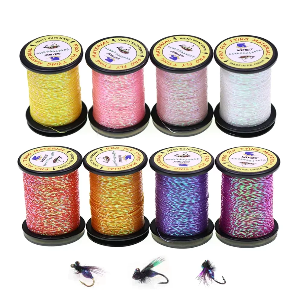 2pcs/4pcs 50M Glint Nymph Tinsel Sparkling Metallic Thread Fly Tying Material for Buzzer Nymphs Dry/Wet Flies Trout Fishing Lure