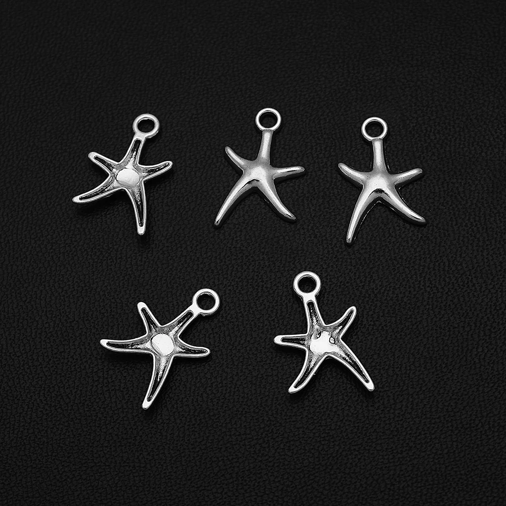 40pcs/lot--18x11mm Mini Starfish Charms Pendants For Diy Jewelry Making Findings Supplies Accessories Wholesale Bulk Items