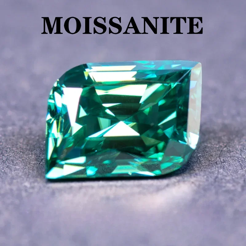 

Moissanite Stone Natural Emerald Green Color Leaf Cut Charms Gemstone DIY Advanced Jewelry Making Materials with Certified