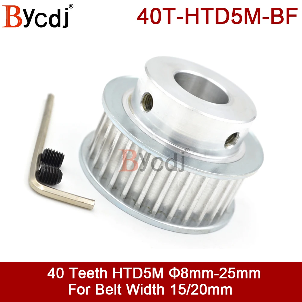 

40 Teeth HTD5M Synchronous Pulley Bore 8/10/12/14/15/16/17/18/19/20/22/24/25mm for Width 15/20mm 5M Timing Belt 40T Type BF