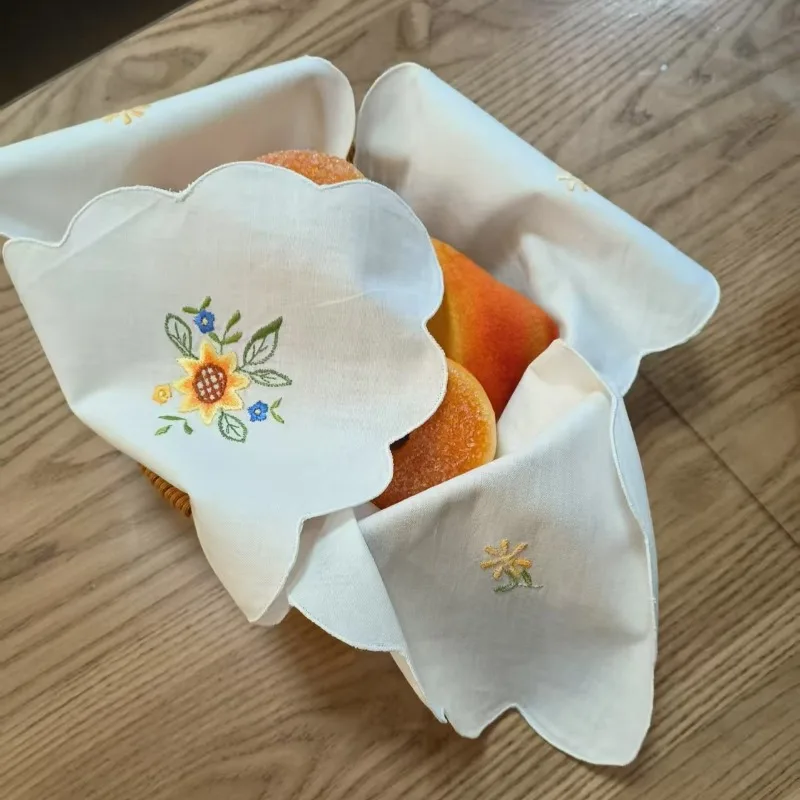 

4PCS Embroidered Butterfly shape Bread Cloth Tea Towel Handkerchief