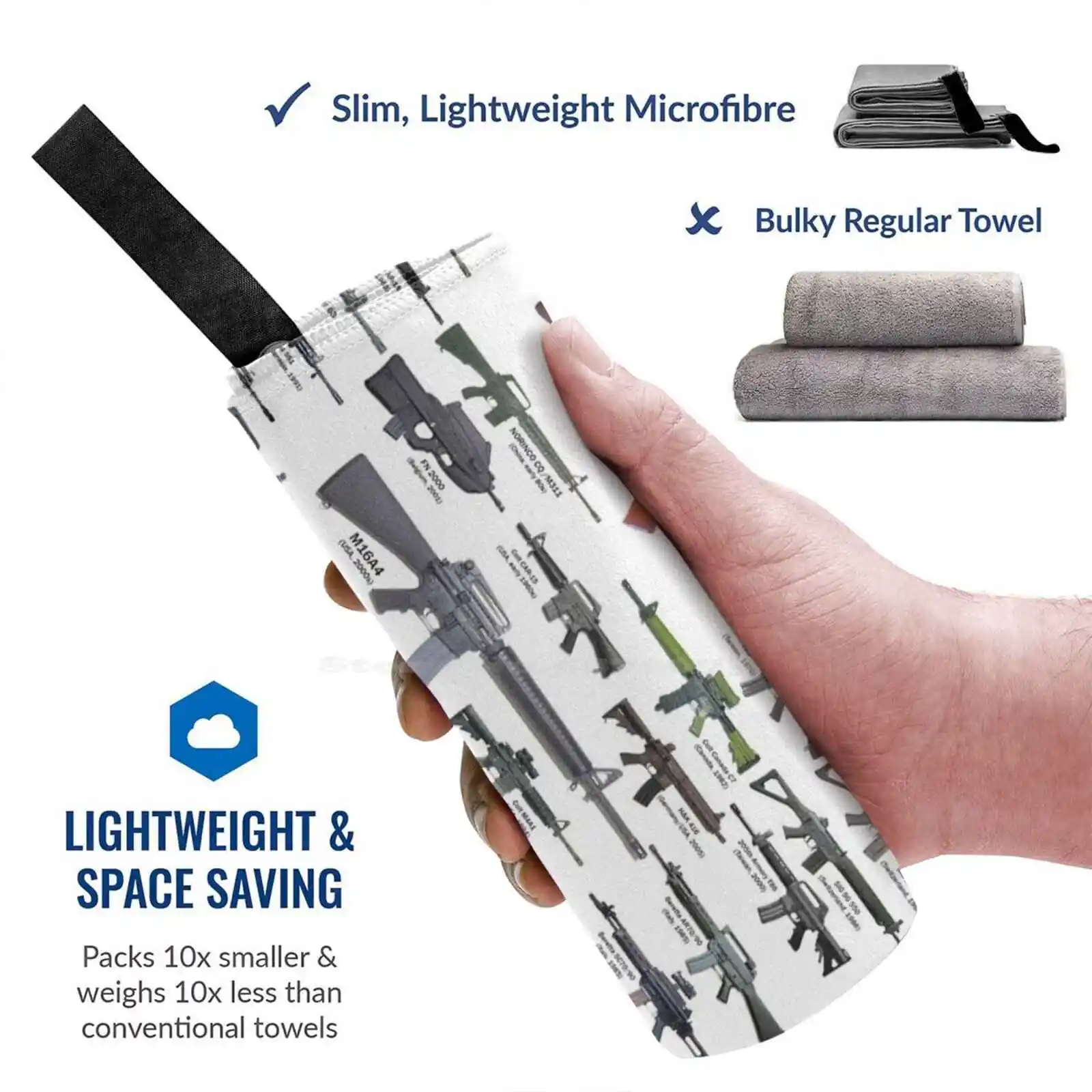 Assault Rifles And Carbines Poster Pattern Soft Face Towel Home Outdoor Assaultrifles Carbines Ak47 M4A1S M16A4 Korobov