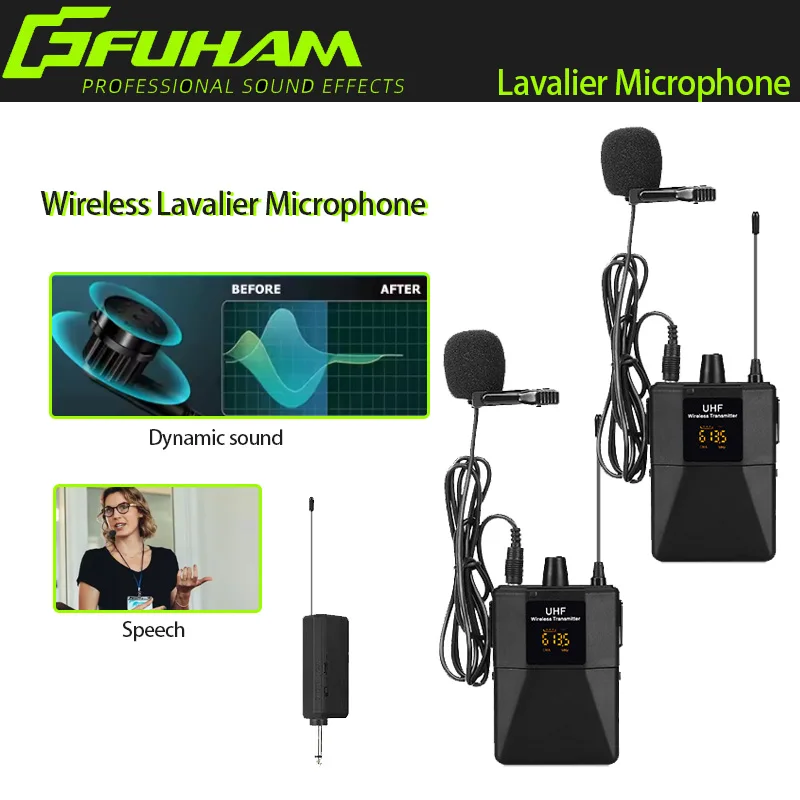 Wireless Microphone Lavalier Microphone with Rechargeable Receiver, Suitable for Weddings, Parties, Churches, Clubs