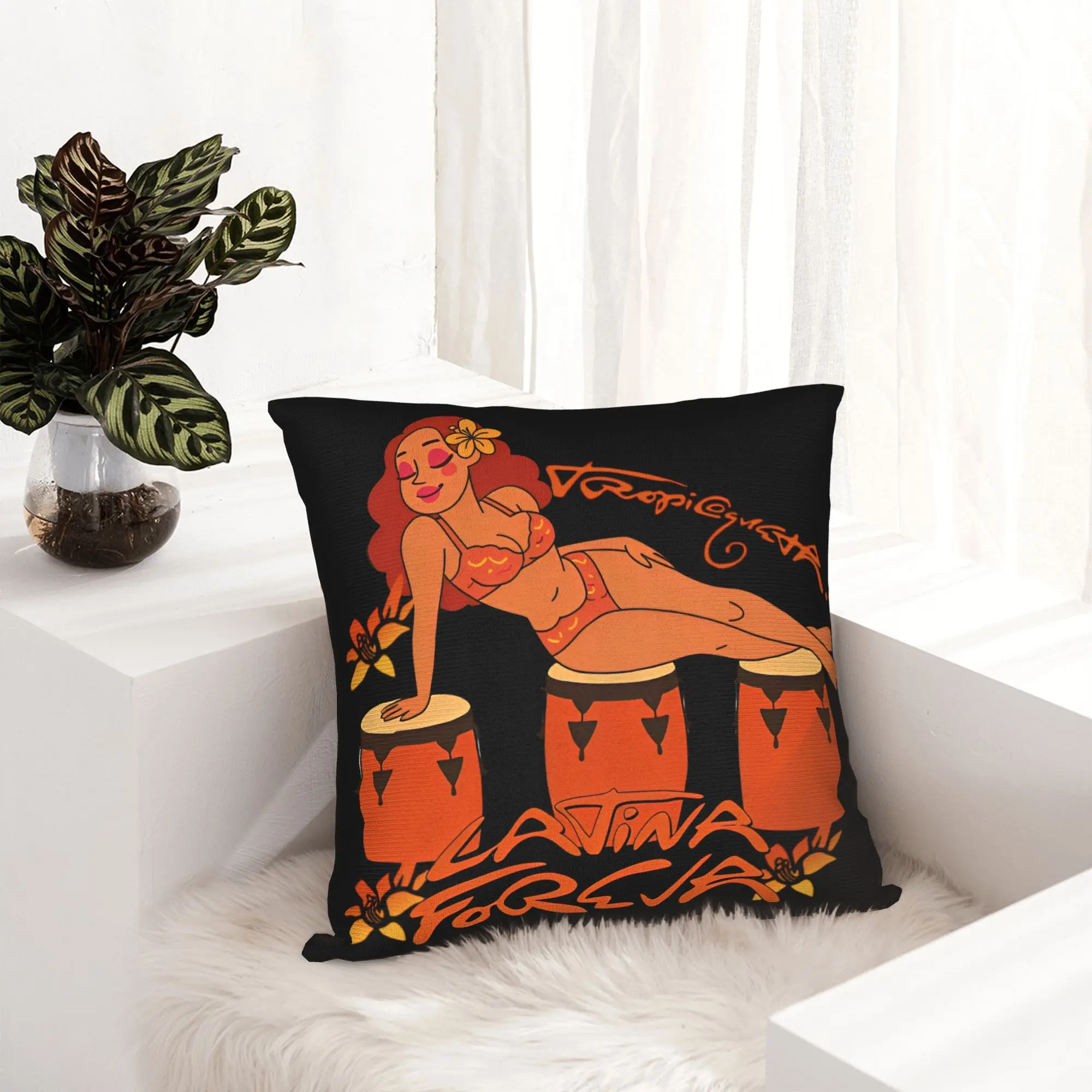 Karol G Tropicoqueta Album Pillowcase Printing Polyester Cushion Cover Decoration  Throw Pillow Case Cover Home Square 40X40cm