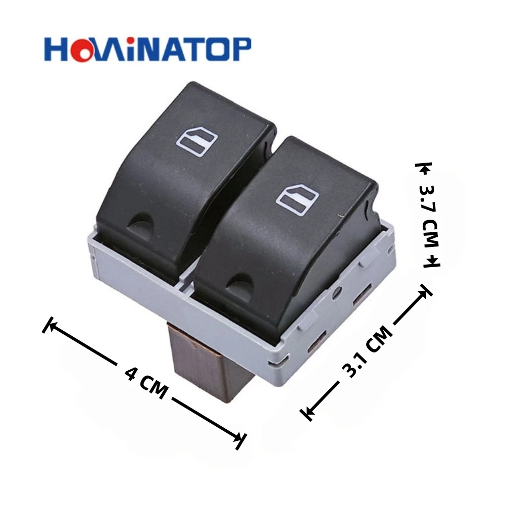 HOWINATOP 6Q0959858A 4Pin Dual Button Power Window Switch For VW Polo 9N Seat Ibiza Cordoba 2002-2009 OEM Replacement