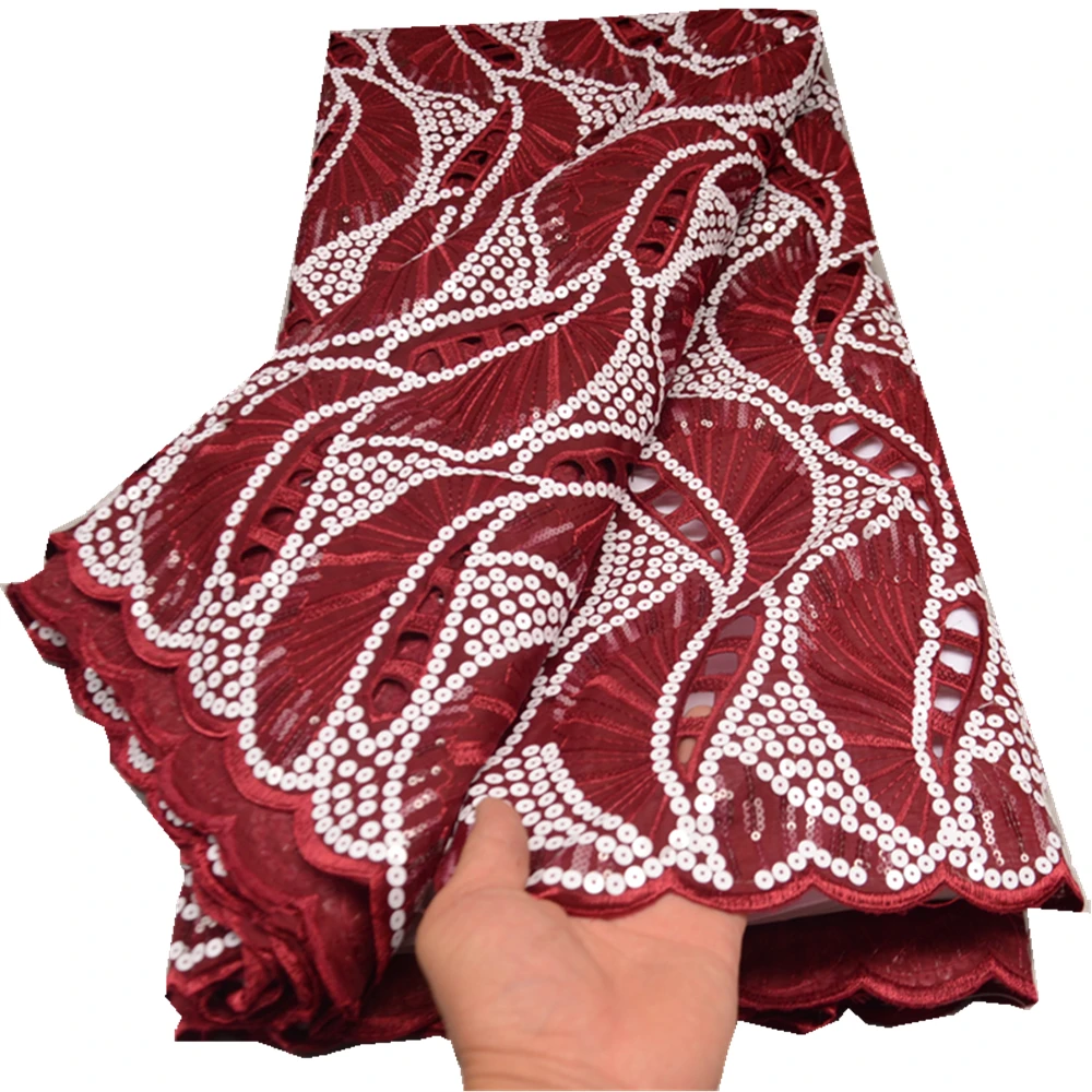 

100% Cotton Swiss Voile Lace With Sequins Embroidery Tissue African Lace Fabric For Dress