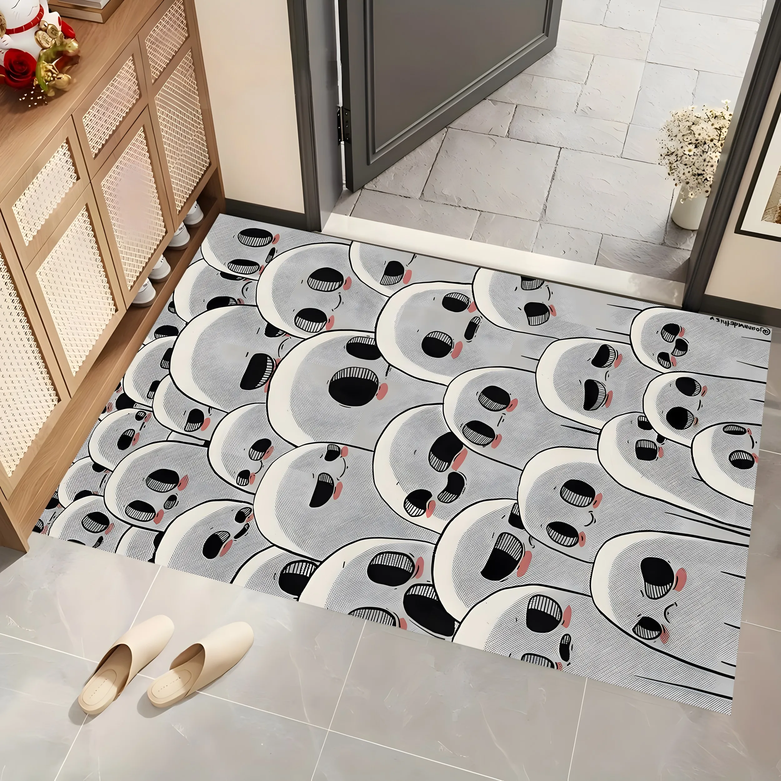 Quirky Ghost All-Over Print 2D Area Rug in Cartoon Fun Style for Home, Halloween Party Decor