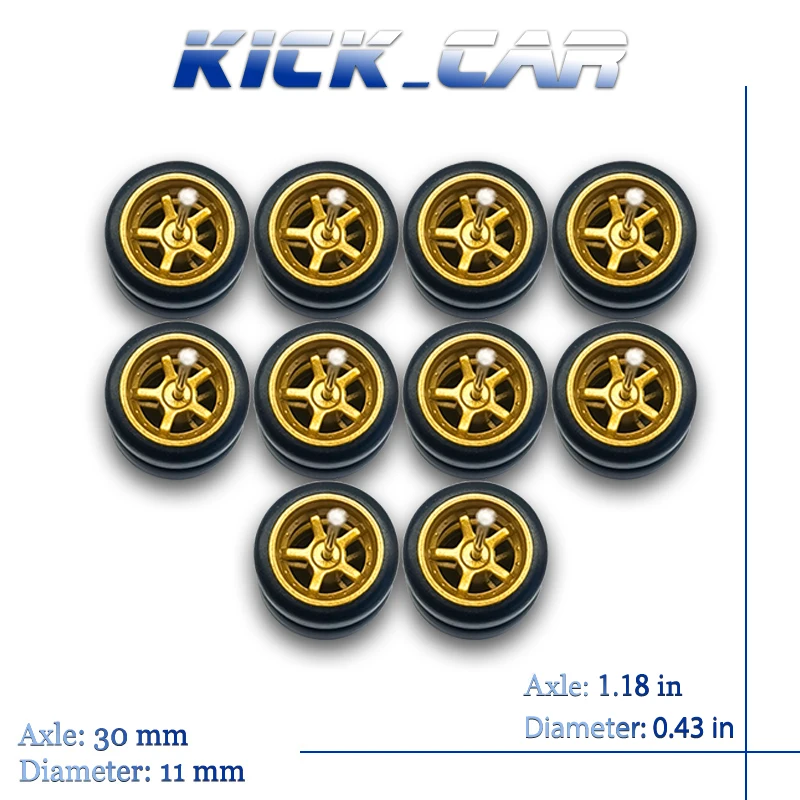 1/64 Räder mit festen Gummireifen, fünf Speichen, 2 Stück für Spielzeugmodell-Druckgussautos, Umbauteile für MINIGT (5 Sets für 5 Autos) – Detail 8