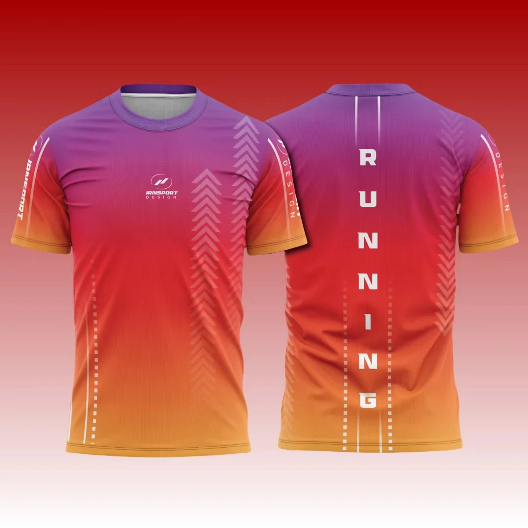 

Running Sports 3D Gradient Printing Summer Short Sleeve T-Shirt Fitness Sports Outdoor Quick Drying Gym Top Comfortable Clothes