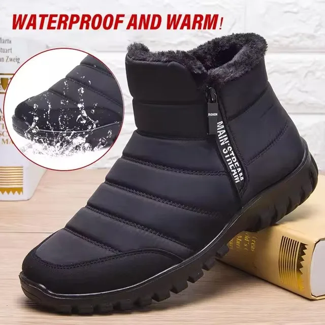 

Winter Snow Boots Men Waterproof Casual Cotton Shoes Flat Comfortable Man Walking Footwear Plus Size 46 Ankle Boots for Women