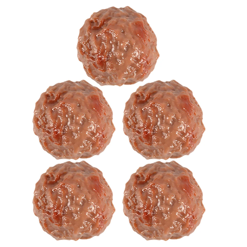 5 Pcs Simulated Beef Ball Props Artificial Food Toy Meatball Lifelike Model Fake Meatballs Photography Realistic Cooked