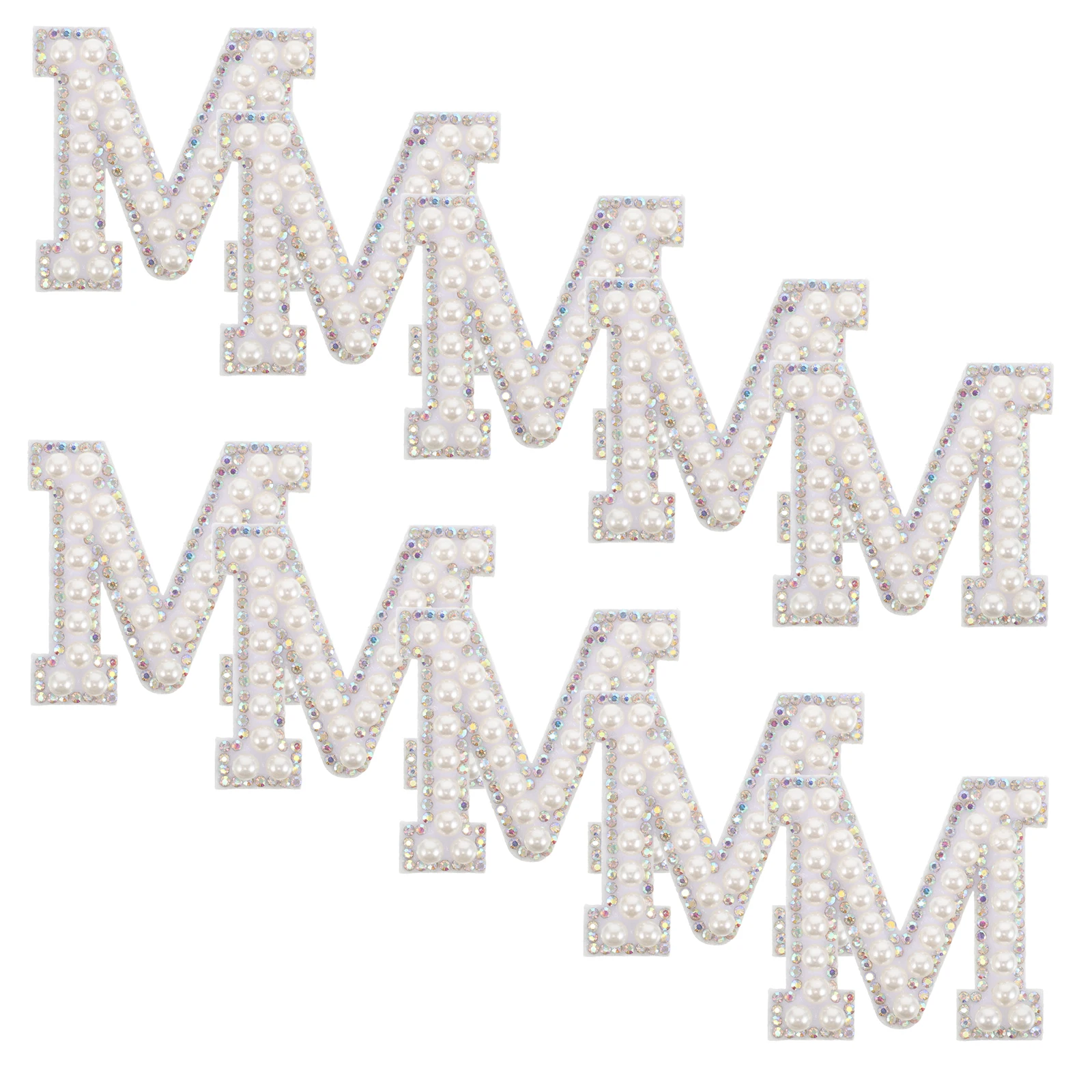 

10 Pcs Rhinestone Iron On Sticker Sparkly Iron On Patches Alphabet Applique Sparkly Bride Patch Pearl Letter Design