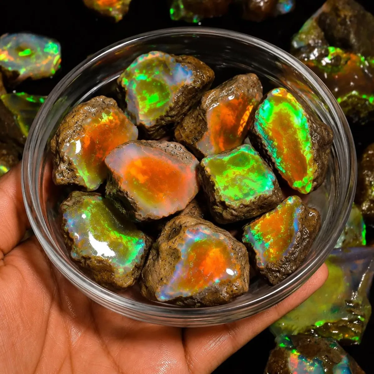 Grande opale éthiopienne naturelle brute 20-80 carats, opale de feu authentique, pierre précieuse en vrac, jeu de couleurs arc-en-ciel, pour la création de bijoux DIY