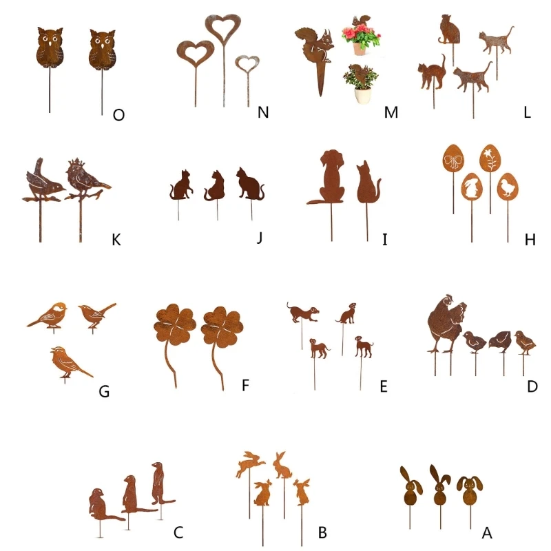 Metal Rusted Animals Garden Stakes Art Crafts Statues Backyard Lawn Garden Yard Sidewalks Outdoor Backyard Decorations