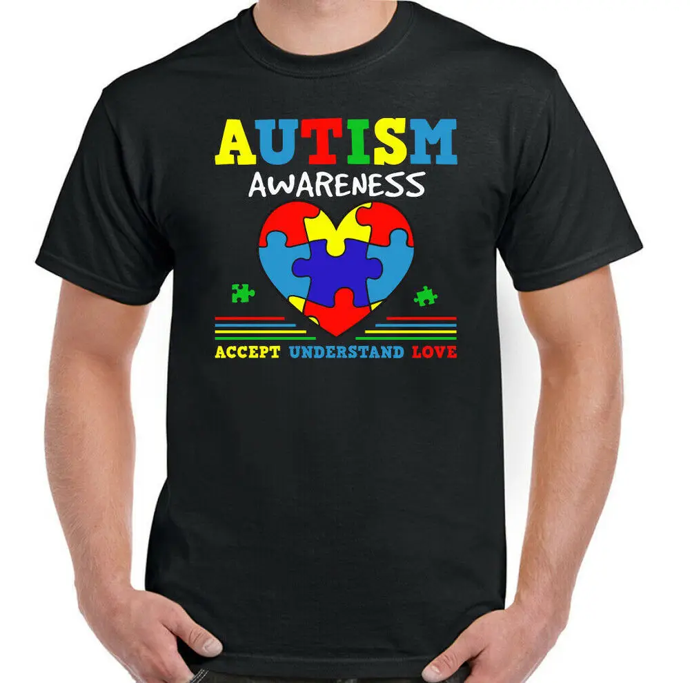 التوحد تي شيرت يوم الوعي التوحد قبول فهم الحب للجنسين رجل قمة نمط جديد Camisetas Hombre موضة الجرافيك التي شيرت