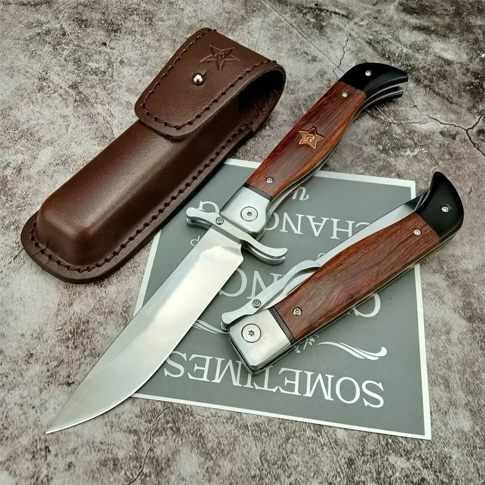 

Newest Russian Finka NKVD Outdoor Hunting Folding Knife 440C Blade Rosewood Handle Camping Military Tactical Pocket EDC Tools