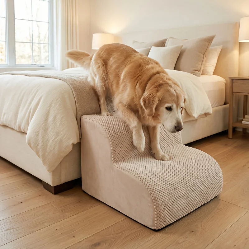 

Pet Steps for Small/Elderly Dogs. Dual-Use, Non-Slip Base. Easy Entry/Exit, Removable And Washable. Protects Joints, Aids Mobili