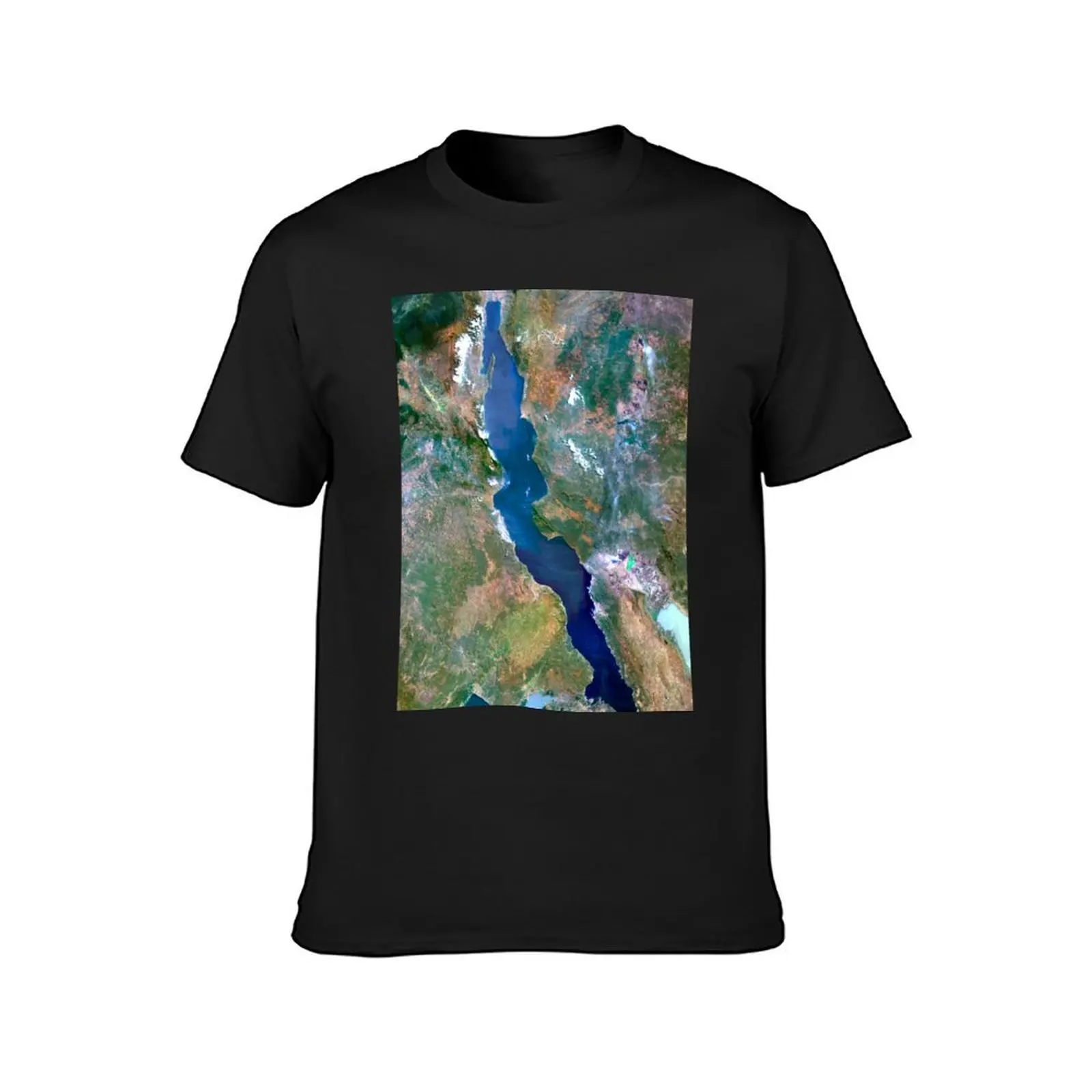 Lake Tanganyika, satellite image (C007/3722) T-Shirt oversized plus sizes plain black t shirts men