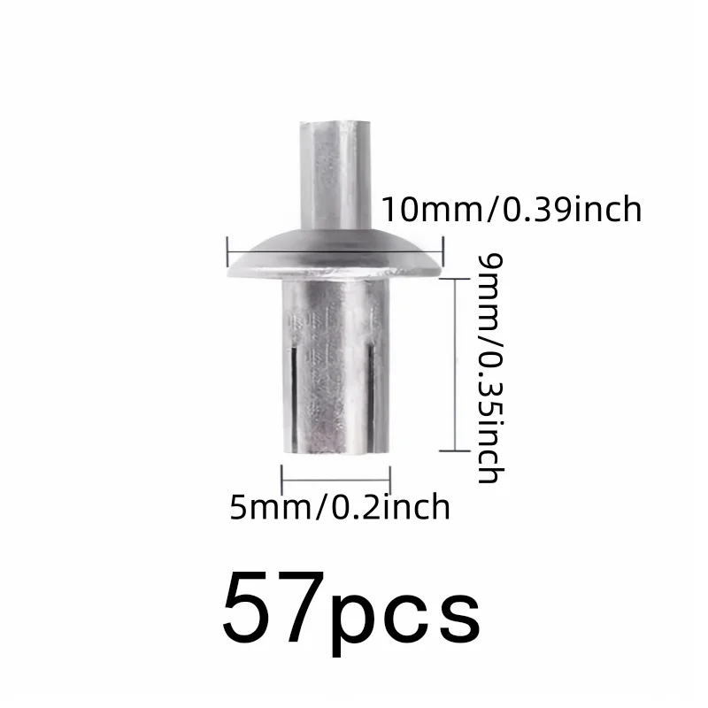 Hammer Strike Installation Hammer Drive Rivets, 57 pcs 5*9mm, Machinery Fastening, Multipurpose, Versatile