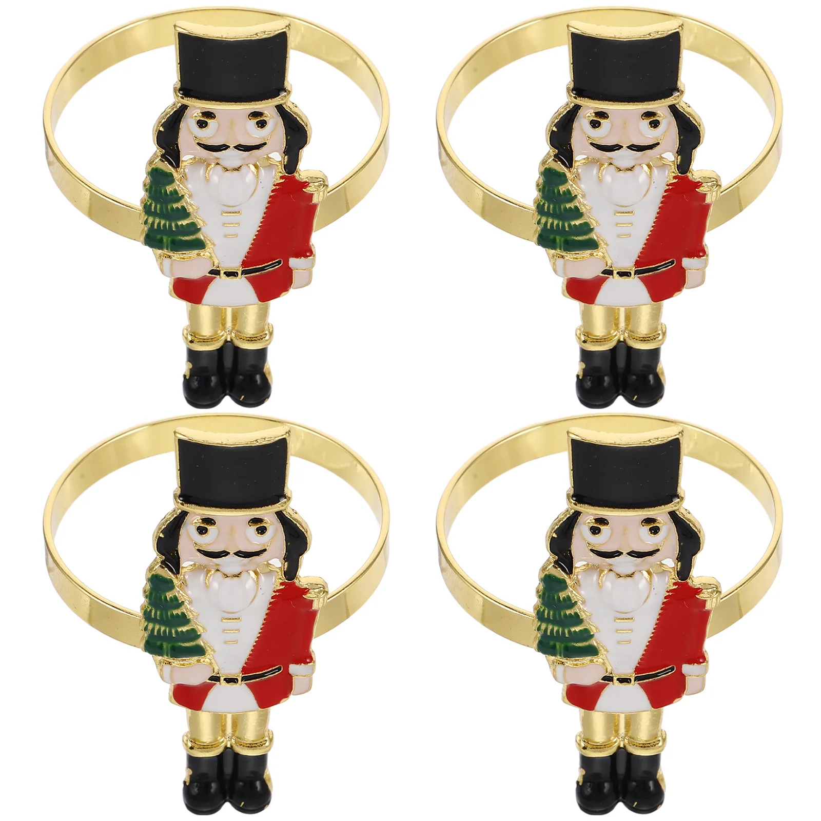 

4 Pcs Decor Christmas Napkin Holder Napkins Rings Holders Nutcracker Dinnerware