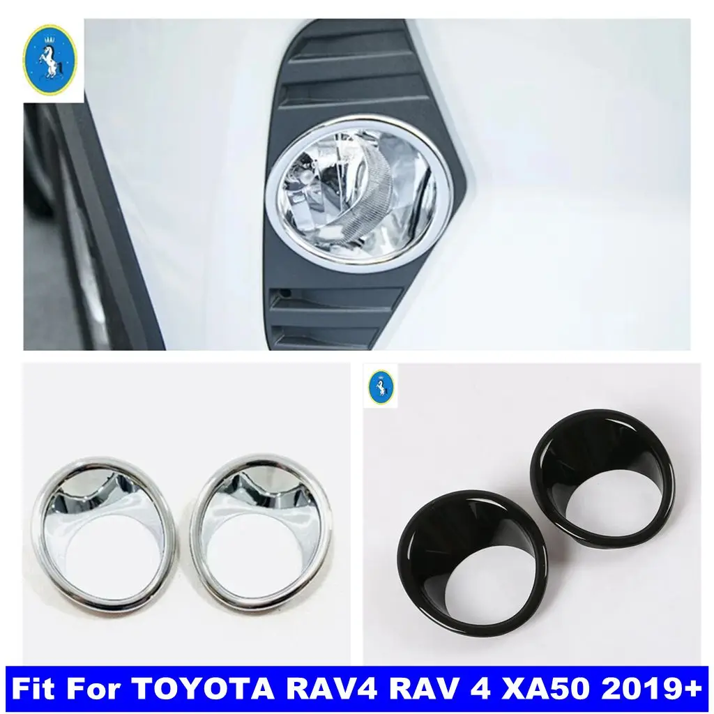 

For TOYOTA RAV4 RAV 4 XA50 2019 - 2022 Carbon Fiber Look Car Accessories Front Bumper Fog Lights Lamps Eyebrow Decor Cover Trim