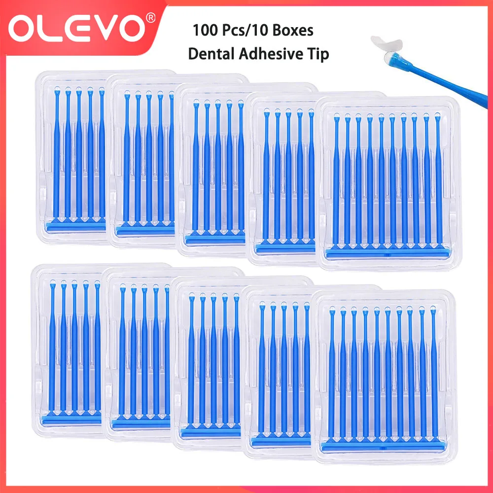 100 pz Punta Adesiva Dentale Applicatore Usa E Getta per Corona Dente Impiallacciatura di Porcellana Materiali Odontoiatria Pennello Strumenti Dentista