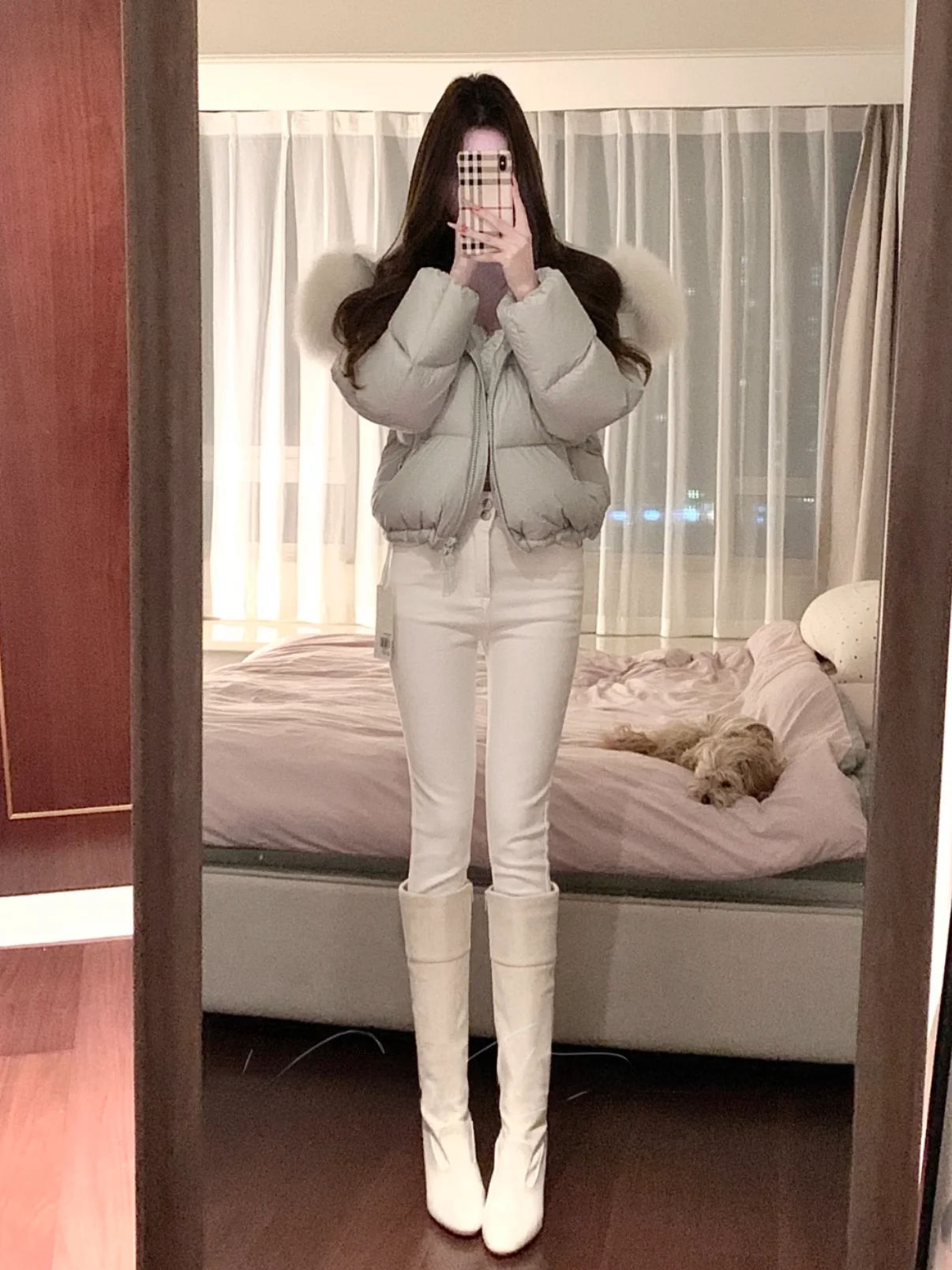 

Джинсы-капри с высокой талией, двойными накладками на бедрах, утепленные флисом, для женщин, осенне-зимние, утягивающие