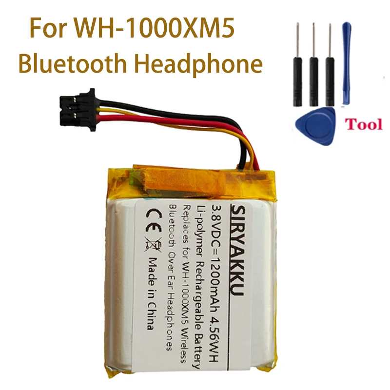 3.8V 723741 Battery 1200mAh Li-polymer Battery For Sony WH-1000XM5 Bluetooth Headphone Battery with Free Tools