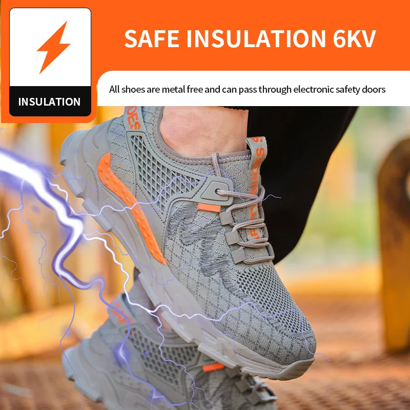 Insulation 6KV Security Shoes Men Anti-smash Anti Puncture Work Safety Shoes Breathable Light Steel Toe Shoes Work Sneakers