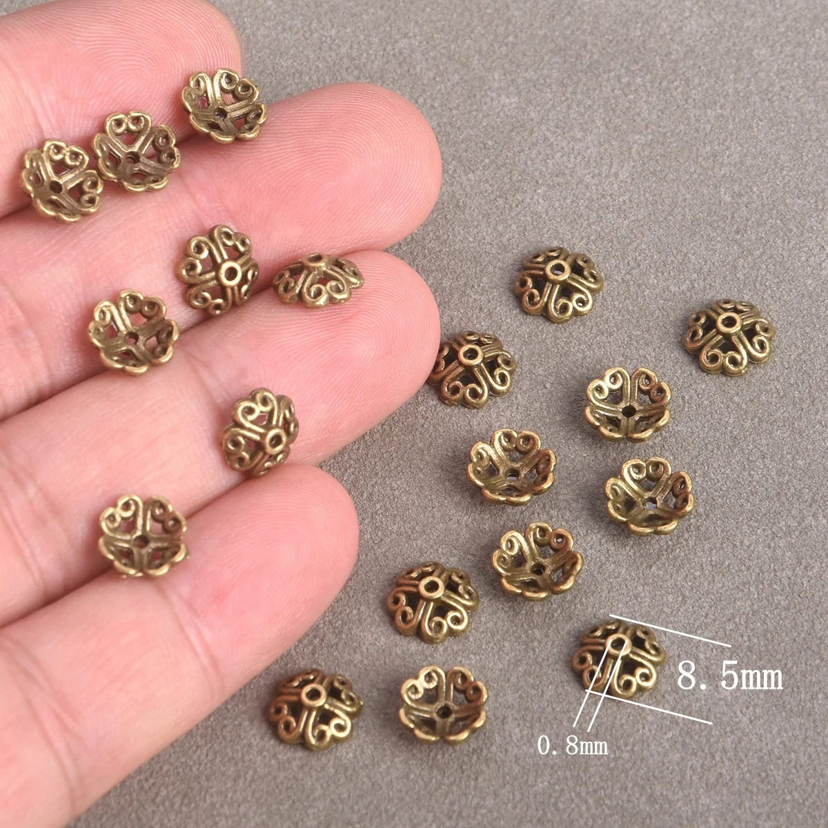 Lot de 50 Pièces de Perles d'Espacement en Bronze Antique, en Forme de Fleur, Creuses, en Métal, pour Bijoux de Direction, Bricolage, 8mm