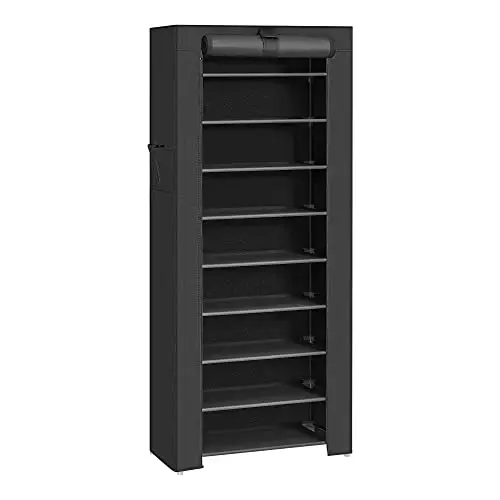 10 Tier Stoffen Rek, Schoenenorganizer, Grote Capaciteit, Eenvoudige Montage, Stofdicht, 58X28X160