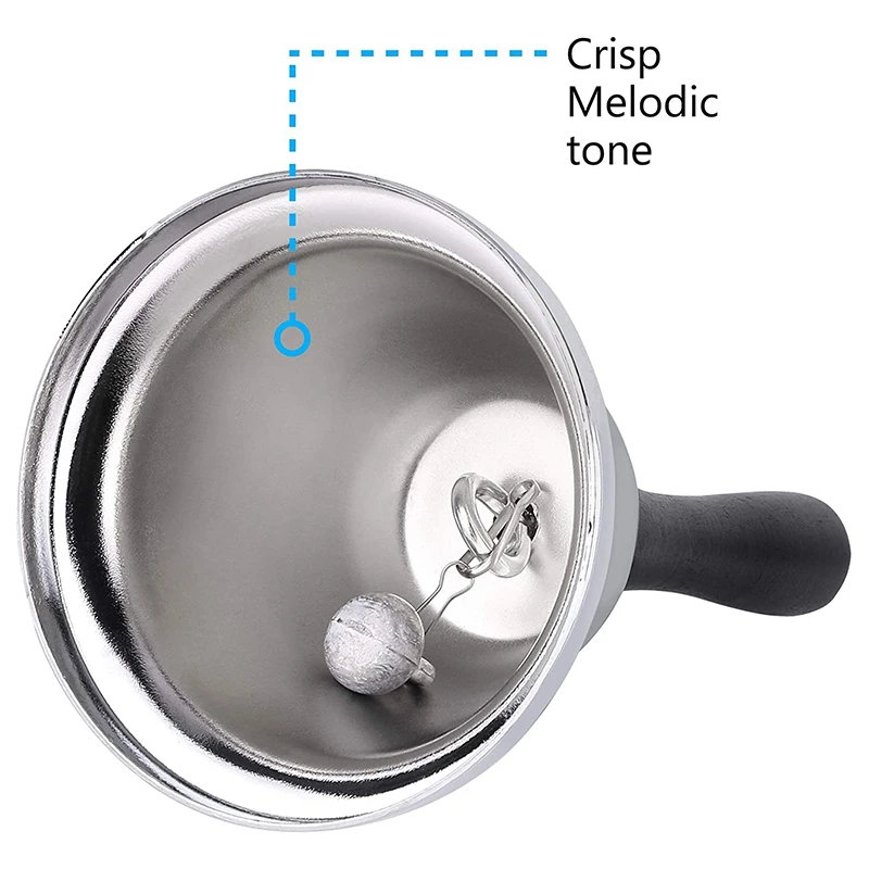 Sino de mão alto diário, 2 pacotes de sinos de mão de aço prateado, sinos de jantar para dentro da sala de aula, para linha de alimentos, alarme, toque