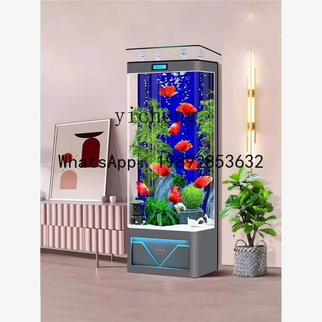 

G1 Light Luxury Fish Tank New Model Living Room Home TV Cabinet Side Semi-Circular Floor Glass Aquarium